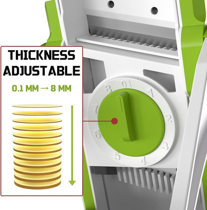 Safe Mandoline Slicer for Kitchen, Vegetable & Food Cutter (Only Slice) | Thickness Adjustable 0.1-8 mm, Potato Slicer for Chips, Easy to Clean, Kitchen Faster Slice, Dishwasher-safe (Light Grey)