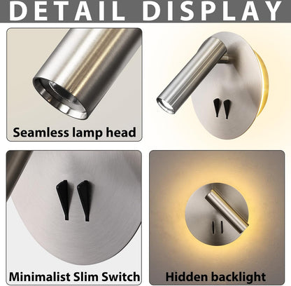 ZEROUNO Hardwired Sconces Wall Mounted Reading Lights with Switch LED Wall Lighting for Bedroom Bedside Lamps (Black)