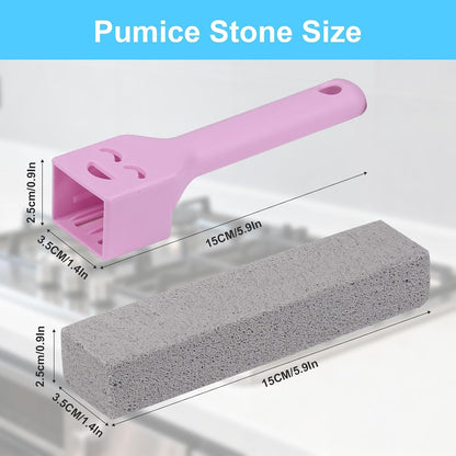 Herda 8-Pack Pumice Stone Scouring Stick with 2 Universal Handles, Pumice Stone for Cleaning Stove, Toilet, Tub, Grill, Swimming Pool, Sink, Removes Hard Water Rings, Calcium Deposits, Rust Buildup