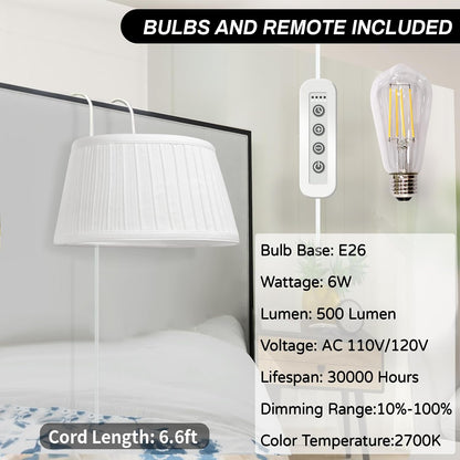 NITOWOLF Bed Reading Light, Headboard Light Reading Lights for Books in Bed with Adjustable Hook, Eye Caring Soft Fabric Shade Bedtime Reading Lamp Plug in, LED Bulb Included (Beige)