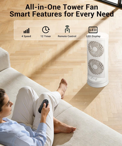 Tower Fan for Bedroom,24 ft/s Portable Desk Table Fan with Remote