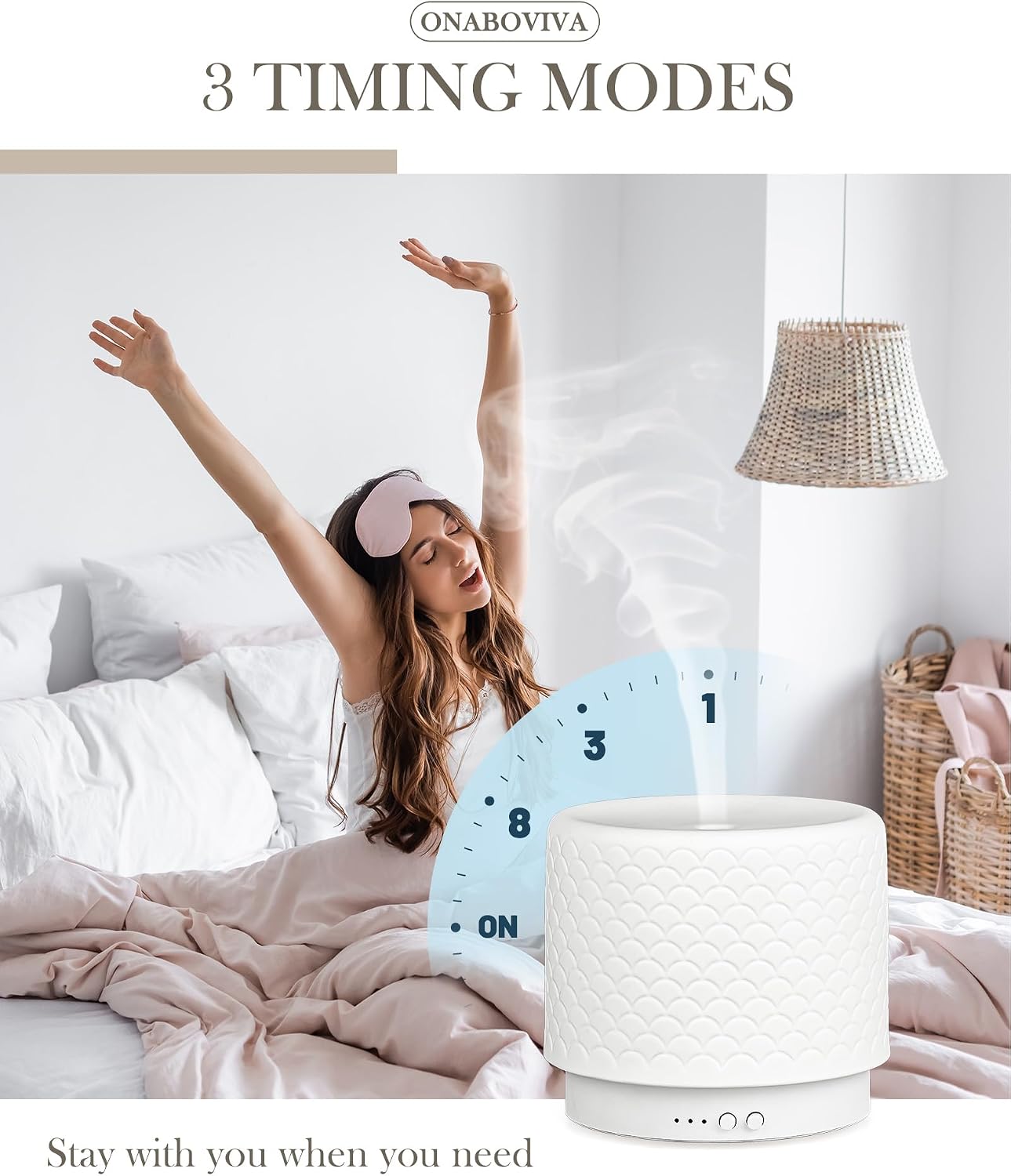 Essential Oil Diffuser - 280ml Ceramic Diffuser for Large Room & Commercial Use, 2.4MHz Aromatherapy Diffuser with Cool Mist Humidifier & Night Light, Ideal for Bedroom, Office, Yoga, Spa, Gifts
