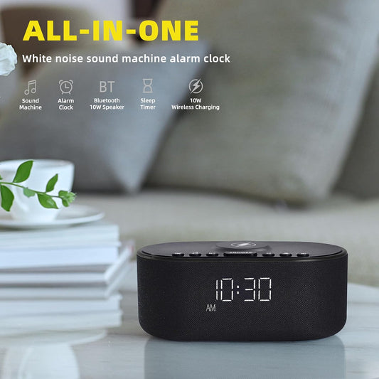 Odokee Sound Machine Alarm Clock for Bedrooms with Wireless Charging - Putty