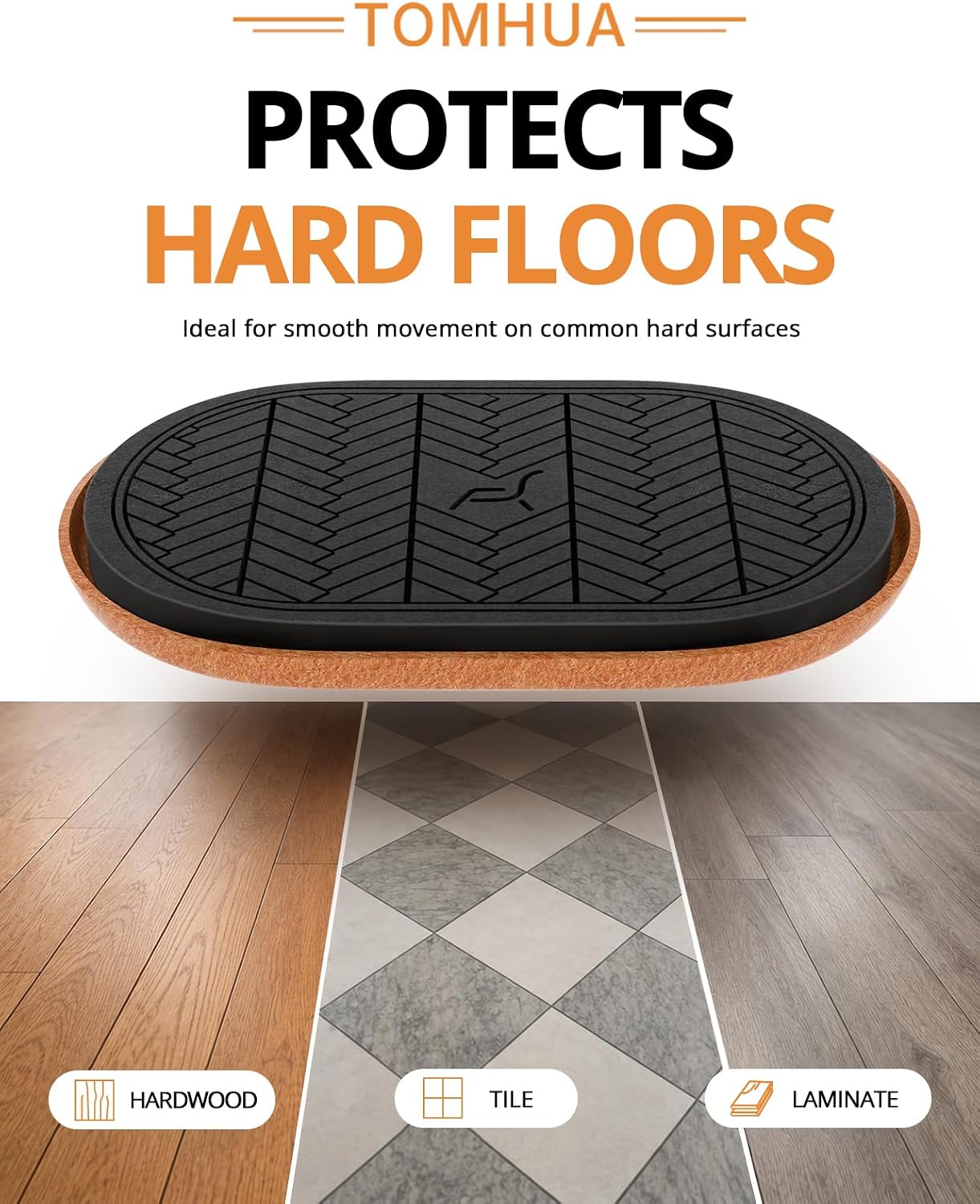 Furniture Sliders for Hardwood Floors Felt Heavy-Duty Furniture Movers | 8 Pack 9-1/2" Oval Reusable Furniture Slider with Extra Thick Design Beige Felt Sliders for Hard Surfaces Effortless Moving