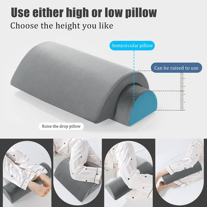 ROYALAY Half Moon Bolster Knee Pillow for Legs, Knees, Lower Back and Head, Adjustable Semi Roll Round Lumbar Support Pillow for Bed Sleeping, Health Large Half Moon Pillow for Reduce Pressure,Gray