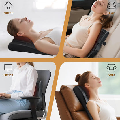 Joyset Back Massager with Heat, Shiatsu Chair Cushion for Lower Back | Upper & Lower Back 2-Level Heat, 16 Nodes Bidirectional Deep Kneading, Removable Washable Cover, Universal Fit for Mom, Dad