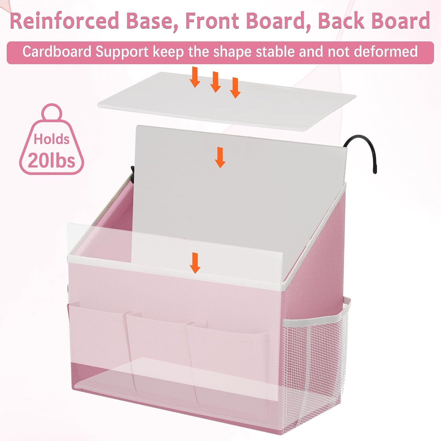 Loghot Bedside Caddy Organizer Bed Storage Bag for Dorm Hospital Crib White | 7 pockets bedside hanging organizer for phone books remotes, fits dorm hospital crib bunk beds, keeps organized easy access