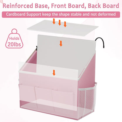 Loghot Bedside Caddy Organizer Bed Storage Bag for Dorm Hospital Crib White | 7 pockets bedside hanging organizer for phone books remotes, fits dorm hospital crib bunk beds, keeps organized easy access