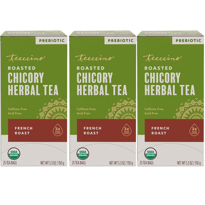 Teeccino Herbal Tea Sampler Assortment - 12 Tea Bags - Maca Chocolaté, French Roast, Hazelnut, Vanilla Nut - Roasted Caffeine Free Herbal Tea, Prebiotic for Natural Energy