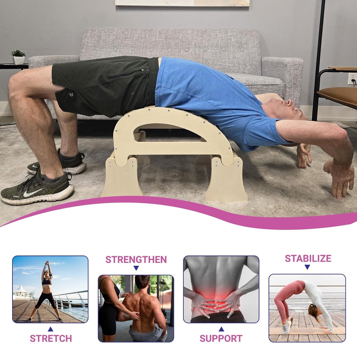 PMT Medical Flex - Yoga Back Bench | Elevate Your Stretch with Anatomical Bends, Ergonomic Support, and Durable Construction for Ultimate Comfort and Flexibility, Sandal
