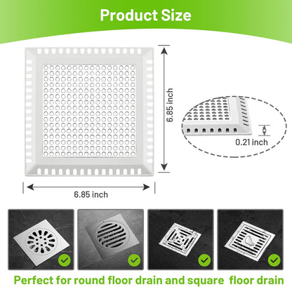 Aluvor Drain Hair Catcher,Shower Drain Cover Hair Catcher Shower Strainer | Square Shower Hair Drain Catcher for Bathroom Floor to Keep Away from Clogged Drain-No Rust!
