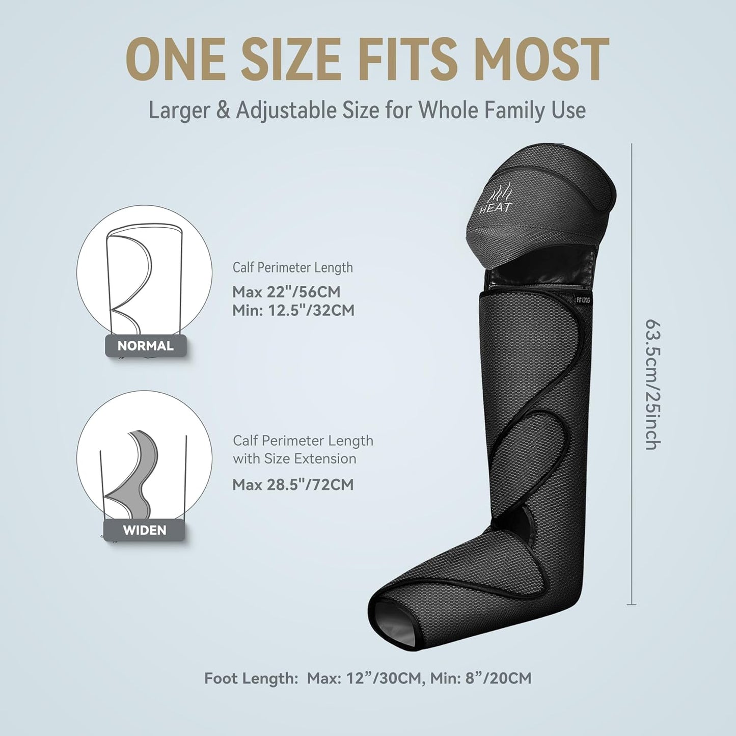 FIT KING Foot & Leg Compression Massager with Knee Heating for Circulation | FSA-HSA, Adjustable Leg Wraps, Size Extensions, 3 Modes 3 Intensities, Helpful for Pain Edema RLS, Great Gift for Wife Mom