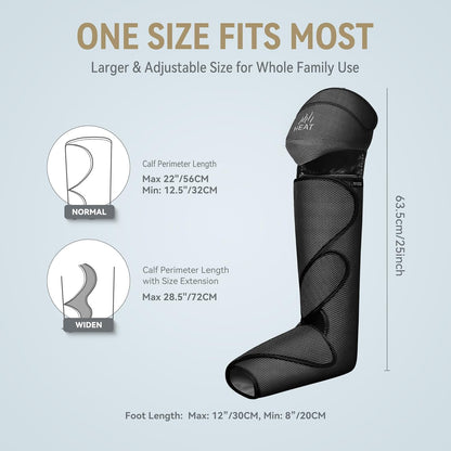 FIT KING Foot & Leg Compression Massager with Knee Heating for Circulation | FSA-HSA, Adjustable Leg Wraps, Size Extensions, 3 Modes 3 Intensities, Helpful for Pain Edema RLS, Great Gift for Wife Mom