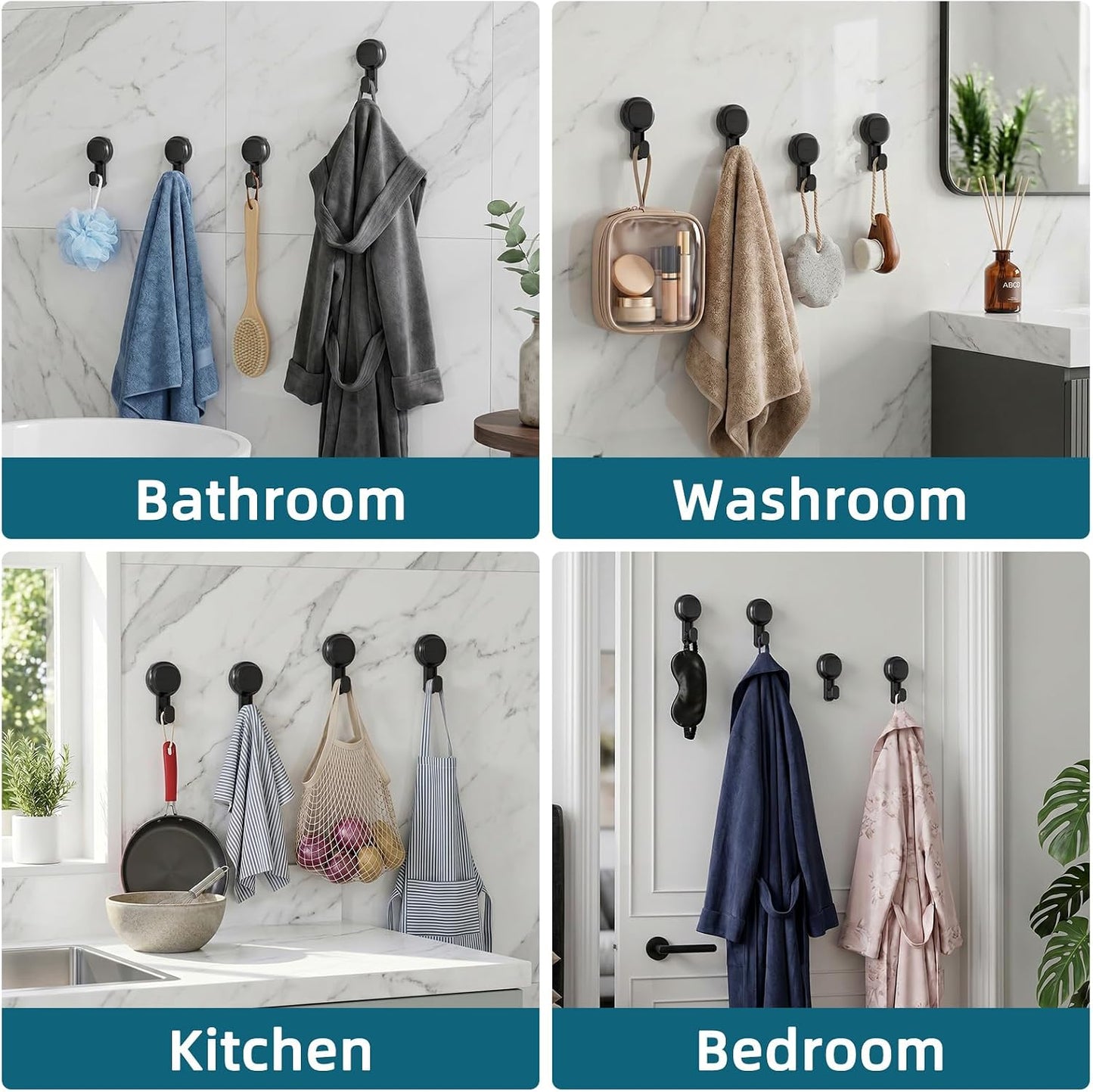 TAILI 2 Pack Upgraded Suction Cup Razor Holder for Shower Waterproof, Black | Visible Safety Indicator, Rust-Resistant Bathroom Organizer, No-Drill Glass Shower Wall Hook for Towel,Loofah,Razor,Squeegee