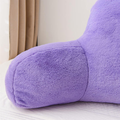 A Nice Night Ivory Reading Pillow, 18.5" Bed Wedge Pillows with Arms | Back Support For Sitting,Faux Fur Backrest Pillow For Adult Children, Supports Reading,Gaming & Relaxing in Bed,Couch,Floor