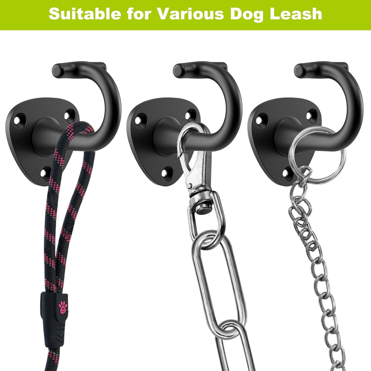 Dog Leash Hooks for Wall Black Dogs Leash Wall Mount Dog Hook for Leashs for Secure and Escape-Proof Hook for Lead Management