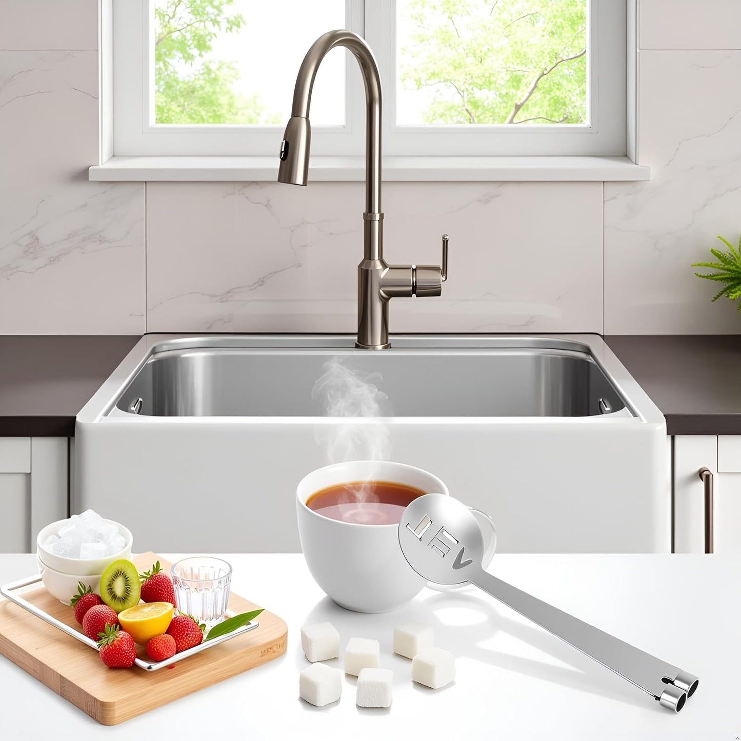 Silver Tea Bag Squeezer,Stainless Steel Oval Tea Bag Squeezer Tongs,Tea Filter Clamp Tea Strainer Holder Clip,Suitable Tea Filters for Gripping Ice Cube,Sugar(12.3cm)