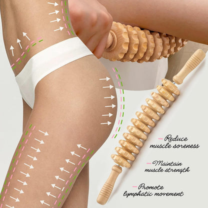 Manual Wood Therapy Massage Stick, Wooden Cellulite Muscle Roller for Legs | Body Sculpting, Lymphatic Drainage Massager, Wooden Massage Tools for Trigger Points Relief, Sore Muscle Recovery