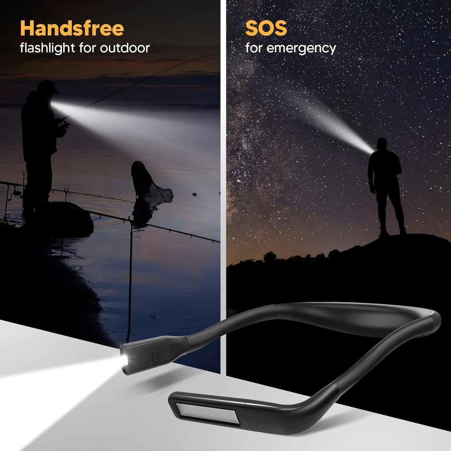 Neck Reading Light Book Lovers Gifts, Rechargeable 80Hrs Eye-friendly 3 Colors & Stepless Dimming Book Light for Reading, Christmas Stocking Stuffers for Men Women Camping Knitting Crochet Accessories