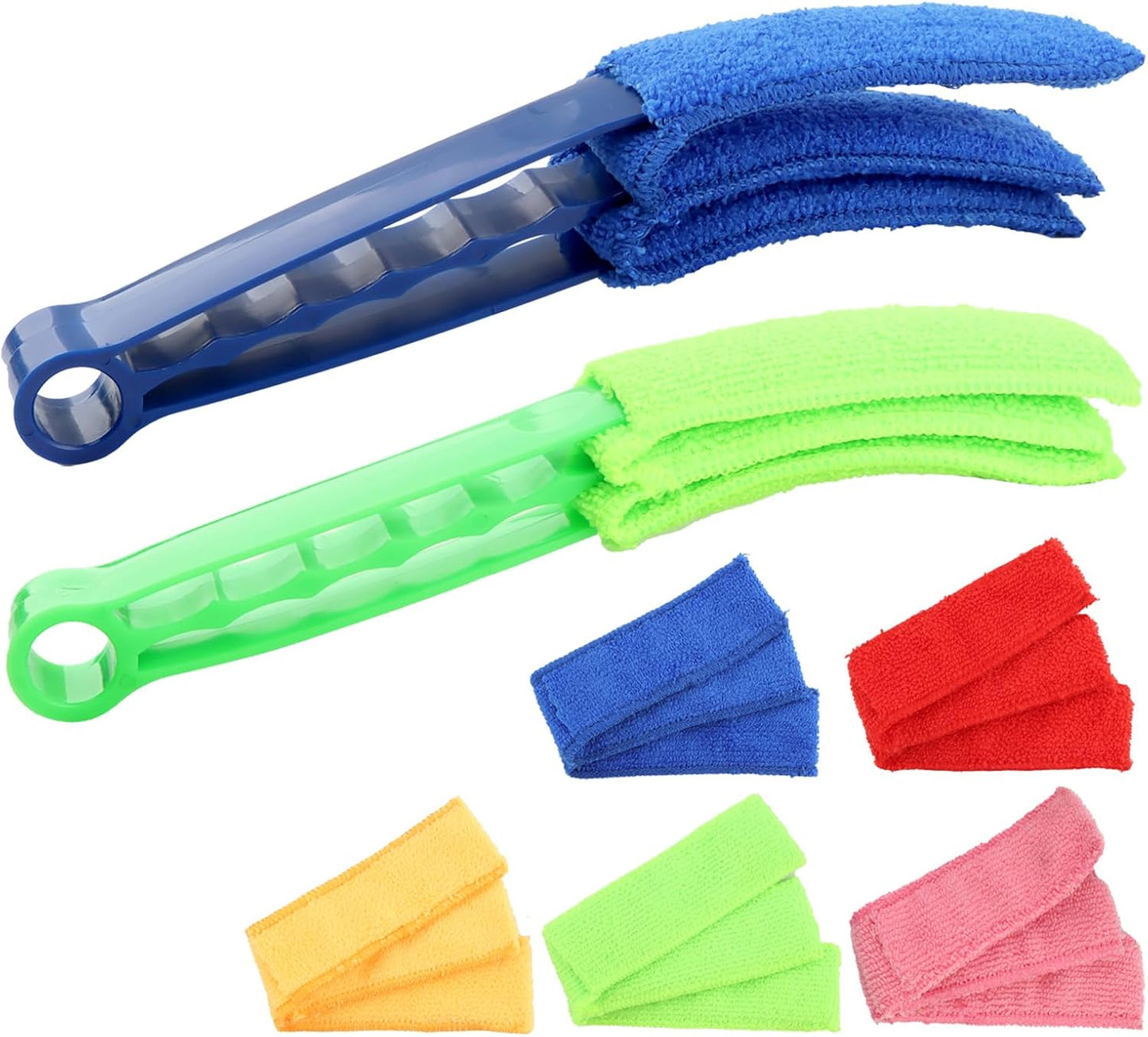 2PCS Blind Cleaner Brushs with 5 Reusable Microfiber Sleeves Brush, Window Blind Duster Tool Blind Cleaner Tool for Window, Car Air Condition, Fans, Exhaust Vent