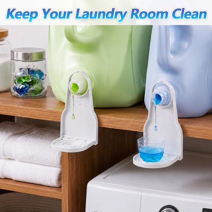 3PCS Laundry Detergent Cup Holder, Ymapinc Detergent Dispenser Drip Catcher | Detergent Cup Holder for Fabric Softener, Mess-Free Tray for Laundry Rooms, No Leaks Or Drips, Easy to Clean & Space-Saving