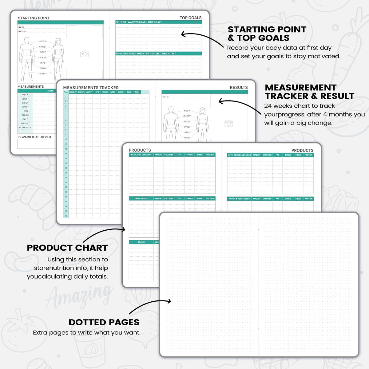 Food Journal - Journal for Women Weight Loss, 5.8" x 8.3
