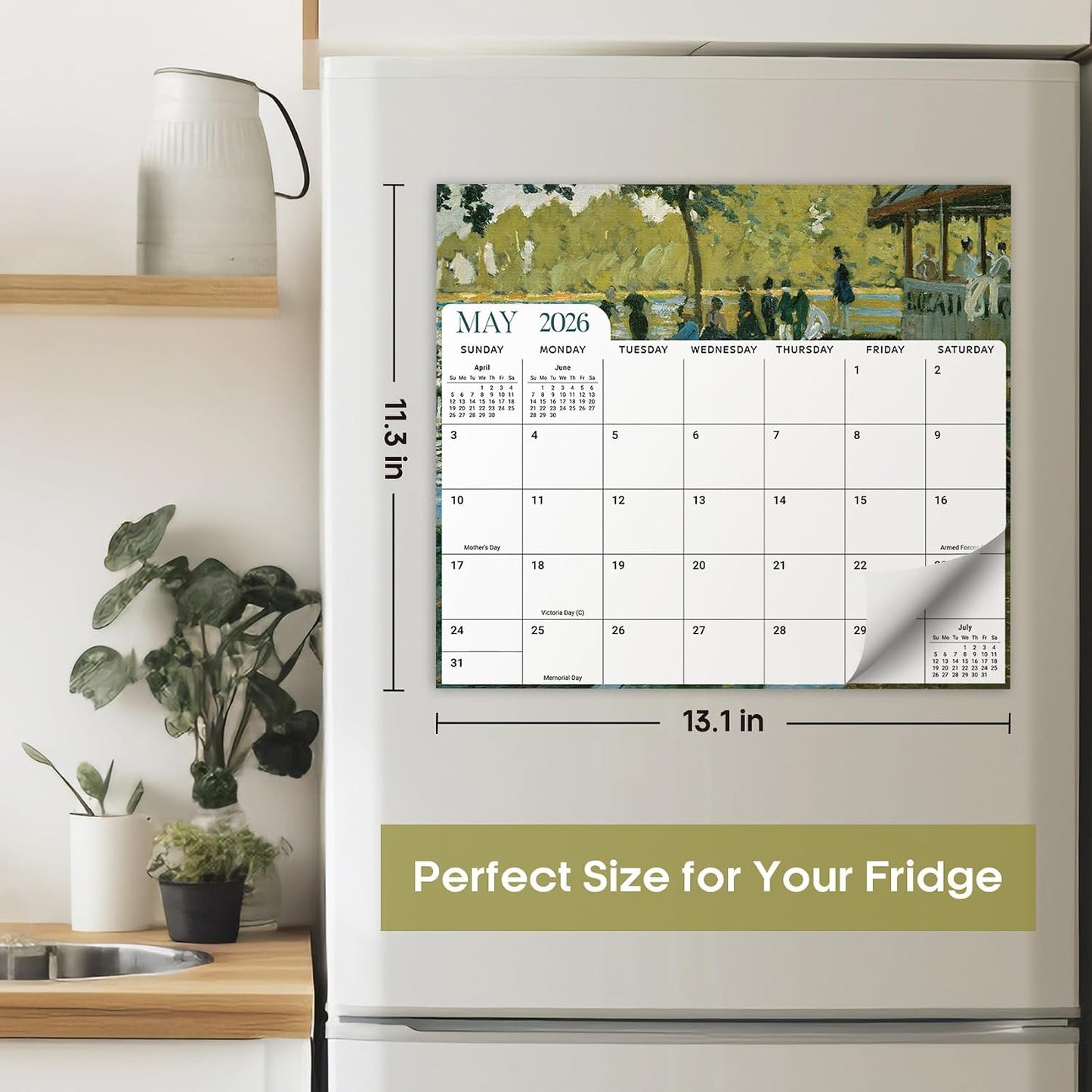 2026-2027 Magnetic Calendar for Refrigerator, Apr 2026-Dec 2027 | 21-Month Fridge Calendar 2026-2027 for Home Planning, Scheduling and Easy Organization, Greenery