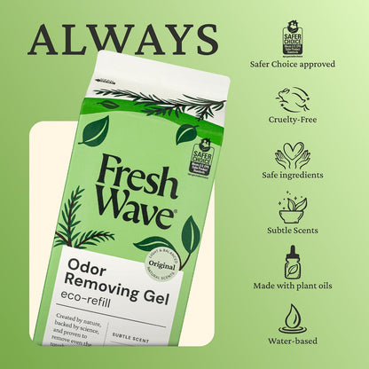 Fresh Wave Original Odor Eliminator Gel 3-Pk 7 oz - Air Freshener for Home | Plant-based essential oils. Lasts 15-30 days per jar. No plug-in needed. Pet-safe, closet and bathroom deoderizer.