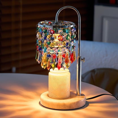 Candle Warmer Lamp with Timer Dimmer，2H/4H/8H Timer , Lamp Candle Warmer with Marble Base for Adjustable Height, Crystal Wax Melt Warmer for Jar Candles, House Warming Decor Gifts Mothers Day Gifts