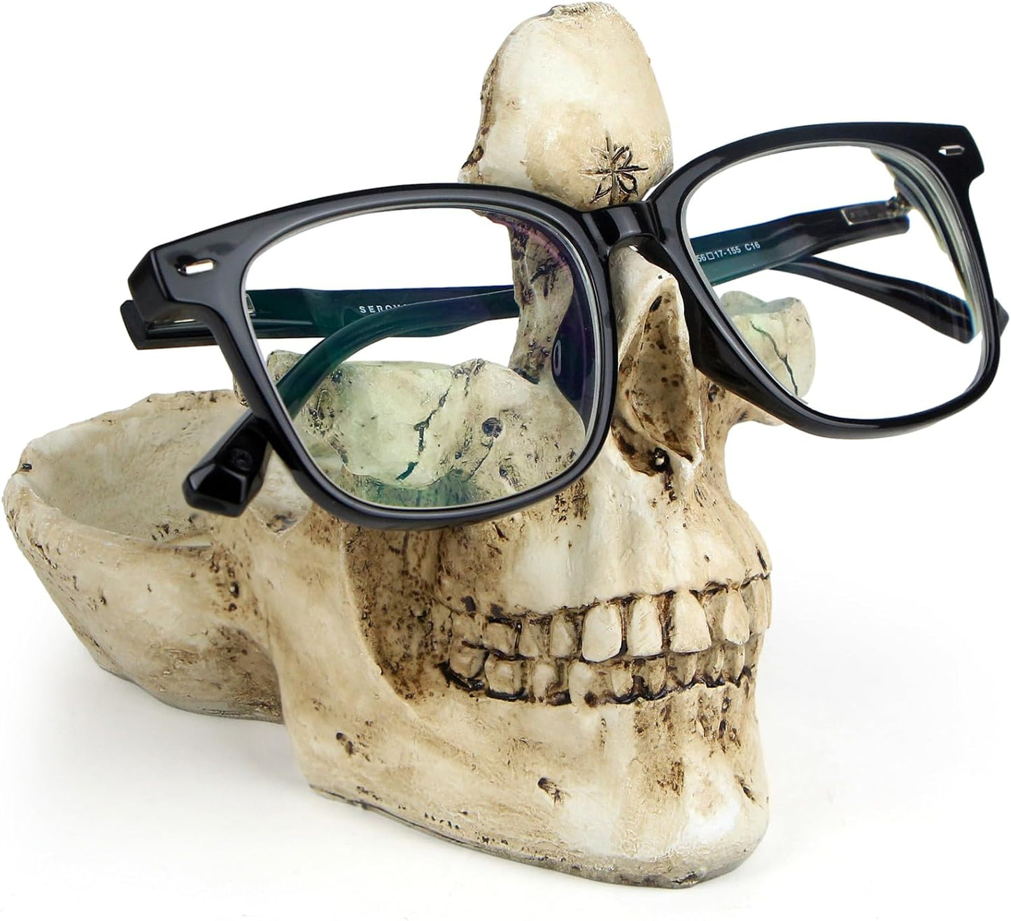 Mrlikale Skull Glasses Stand Holder, Creative Eyeglasses Holder | Sunglasses Spectacle Display Rack, Key Holder Resin Sculptures for Entryway, Home, Office, Desk, Nightstand (Gold)
