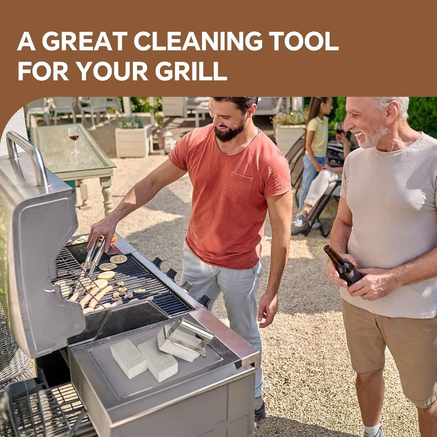 XUDAKAIXIN Grill Cleaning Bricks with Handle, Pumice Griddle Cleaning Stone Removing Stains for Grill,Plattop Griddle,Sink,Cookwares,Floor,Countertop(3-Pack with Handle)