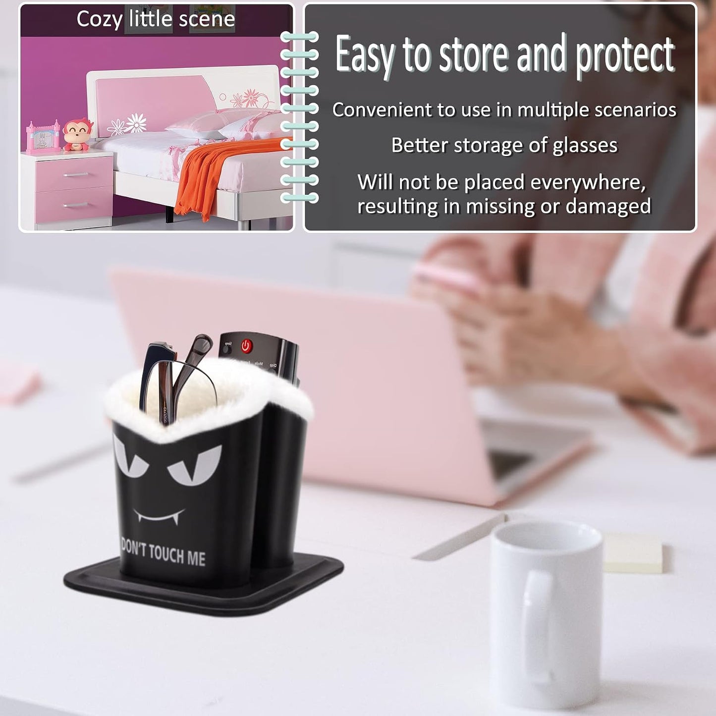 bvya Double Eyeglasses Holder Plush Lined Stand Glasses Protective Holder