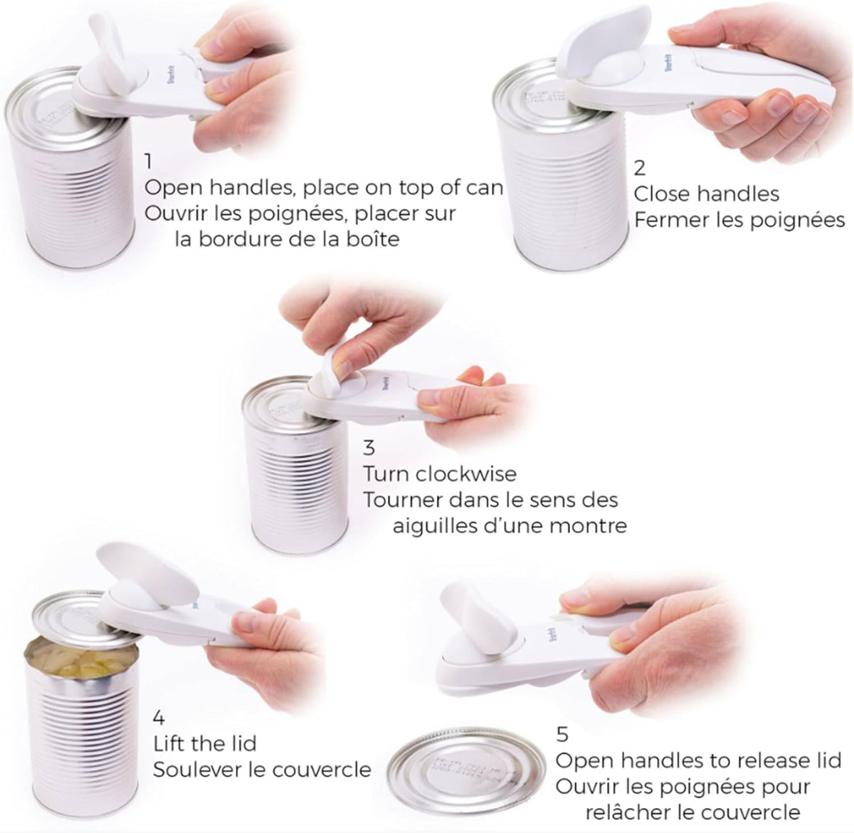 Starfrit Little Beaver Can Opener, Safe, Comfort Grip, White
