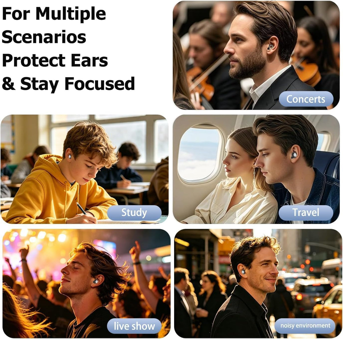 Ear Plugs for Sleep, 50dB Noise Cancelling Ear Plugs for Noise Reduction, Reusable Silicone Sleeping Earplugs for Snoring, Concert, Shooting & Plane Travel with 8 Eartips Case
