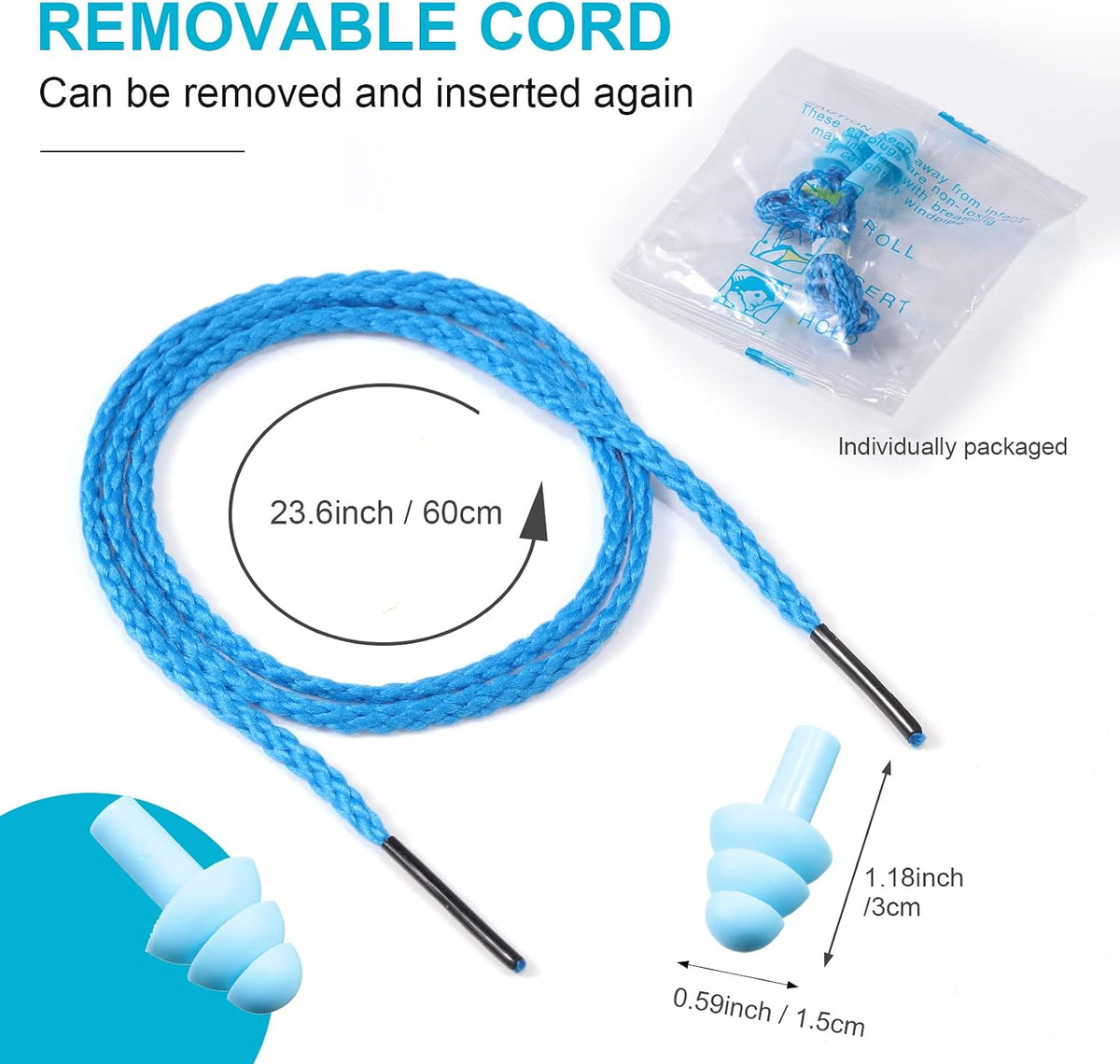 Tondiamo 200 Pairs Ear Plug Bulk with Cord Reusable Silicone, Fresh