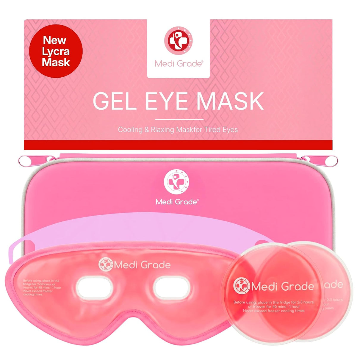 Medi Grade Cooling Eye Mask for Dark Circles and Puffiness, 2 Gel Eye Pads