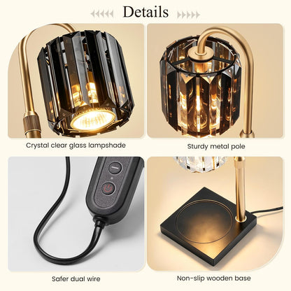 Yuichoy Candle Warmer Lamp with Timer, Dimmable Electric Candle Wamer Adjustable Height, Glass Modern Candles Melter Lamp, Gifts for Women Mom, Clear