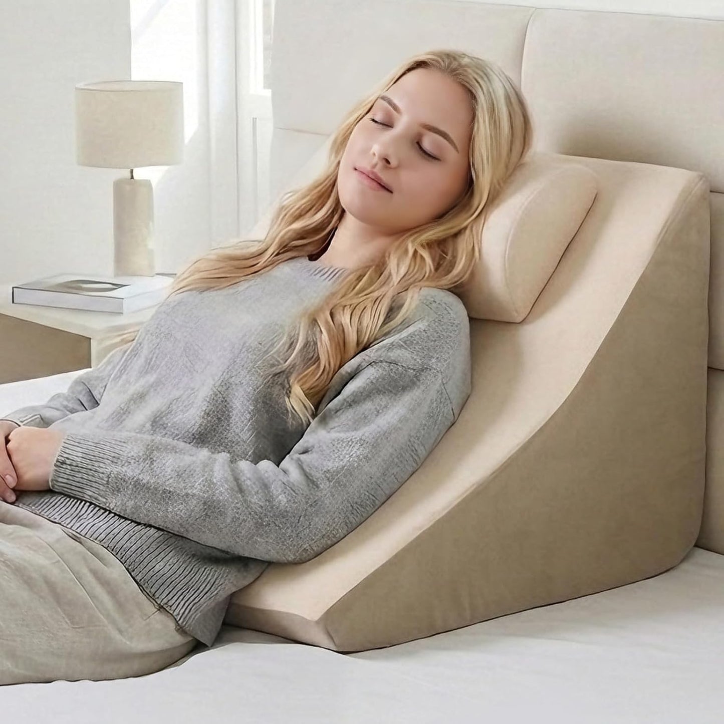 Vekkia 21” Back Rest Pillow with Dual-Layer Foam for Reclining and Sitting | U-Shaped Dual-Position Back Pillow, Cozy Wrapped Feel, Ideal for TV, Rest, or Naps, Washable Cover, Fits Bed & Sofa, Gray