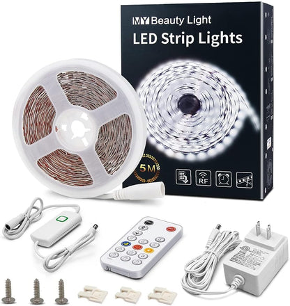 Warm White Led Strip Light with RF Remote Full Kits Bundle with Motion Sensor White Led Strip Light Full Kits