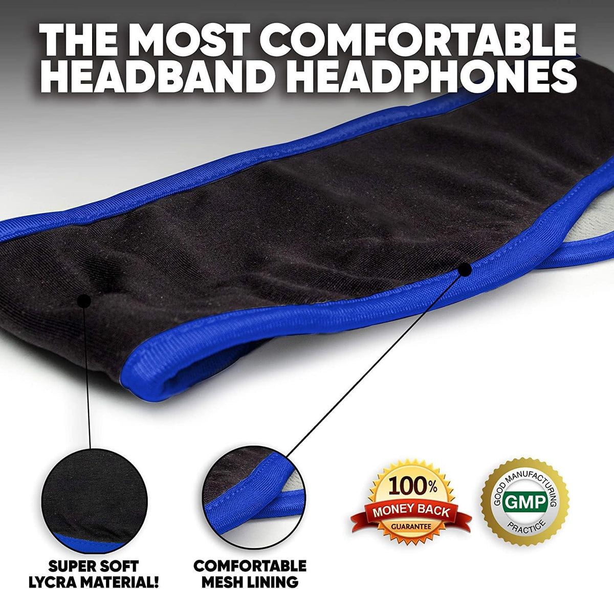 CozyPhones Sleep Headphones - Over Ear Headphones from Ultra Thin Cool Mesh Wired for Side Sleepers, Meditation, Running, Laptop, and Phone - White