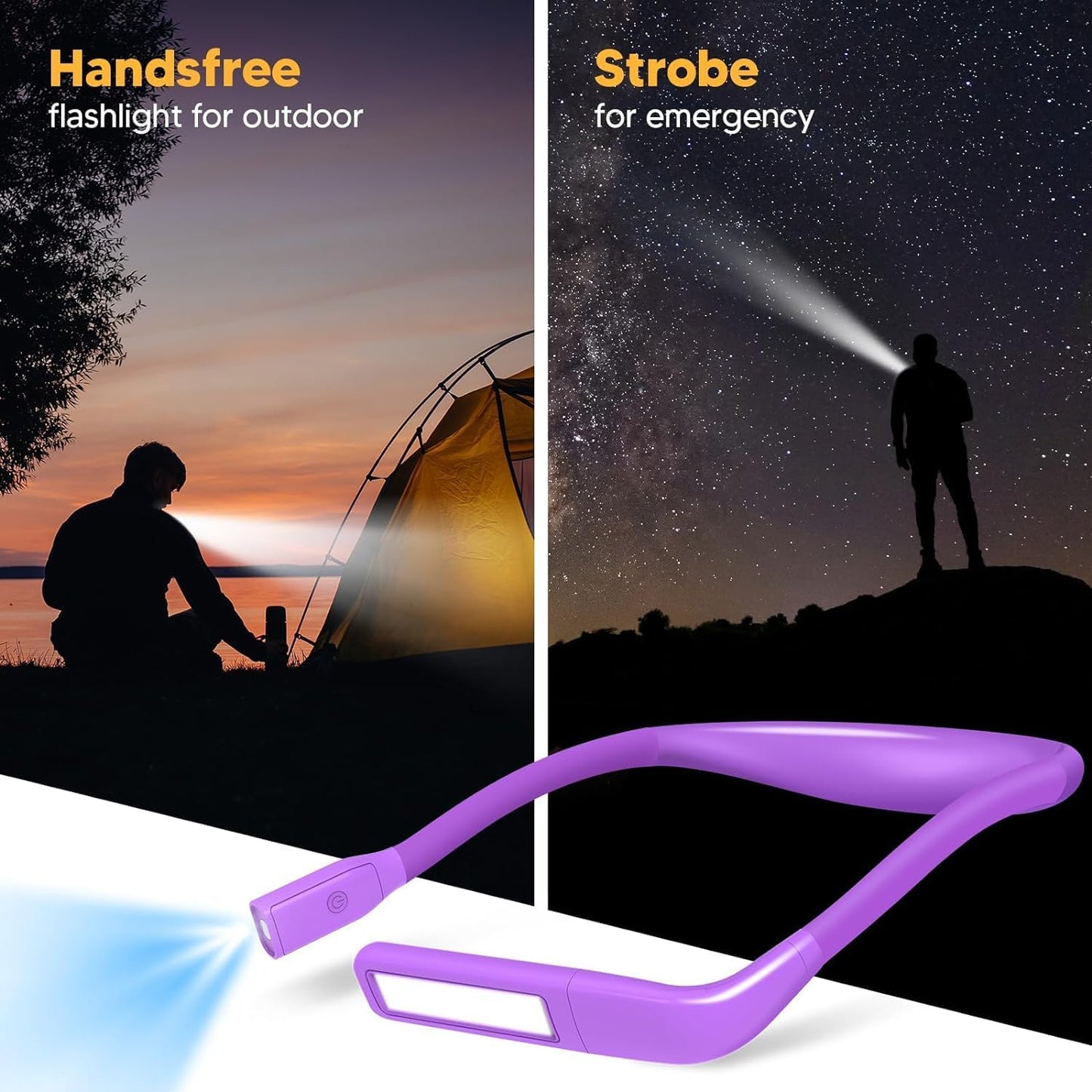 Neck Reading Light Book Lovers Gifts, Rechargeable 80Hrs Eye-friendly 3 Colors & Stepless Dimming Book Light for Reading, Christmas Stocking Stuffers for Men Women Camping Knitting Crochet Accessories
