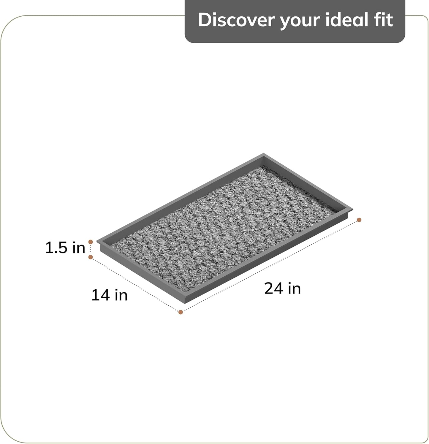 Anji Mountain Heavy Duty Waterproof Rubber Shoe Storage Mat Organizer/Boot Storage Tray Multi Use For Entryway with Coir, Tan Insert, Fits 2 Pair (24.5" Wide)