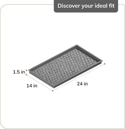 Anji Mountain Heavy Duty Waterproof Rubber Shoe Storage Mat Organizer/Boot Storage Tray Multi Use For Entryway with Coir, Tan Insert, Fits 2 Pair (24.5" Wide)