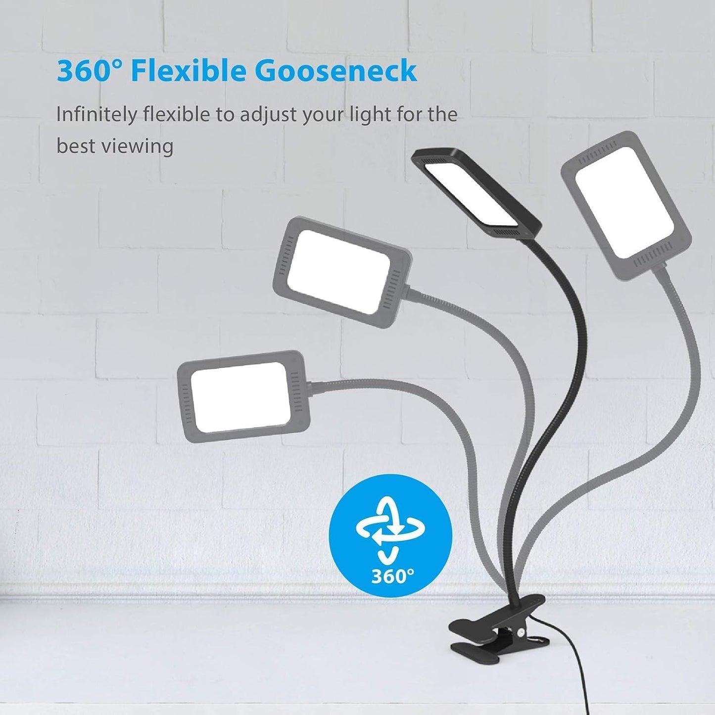 TROND LED Desk Lamp with Clamp, 1000LM Super Bright 3-Level Dimmable Desk Light 6000K Daylight, Extra-Long Flexible Gooseneck Clip on Light, Eye-Care Clamp Lamp for Painting, Workbench,Reading, Sewing | 6000K Daylight Extra-Long Flexible Gooseneck Clip