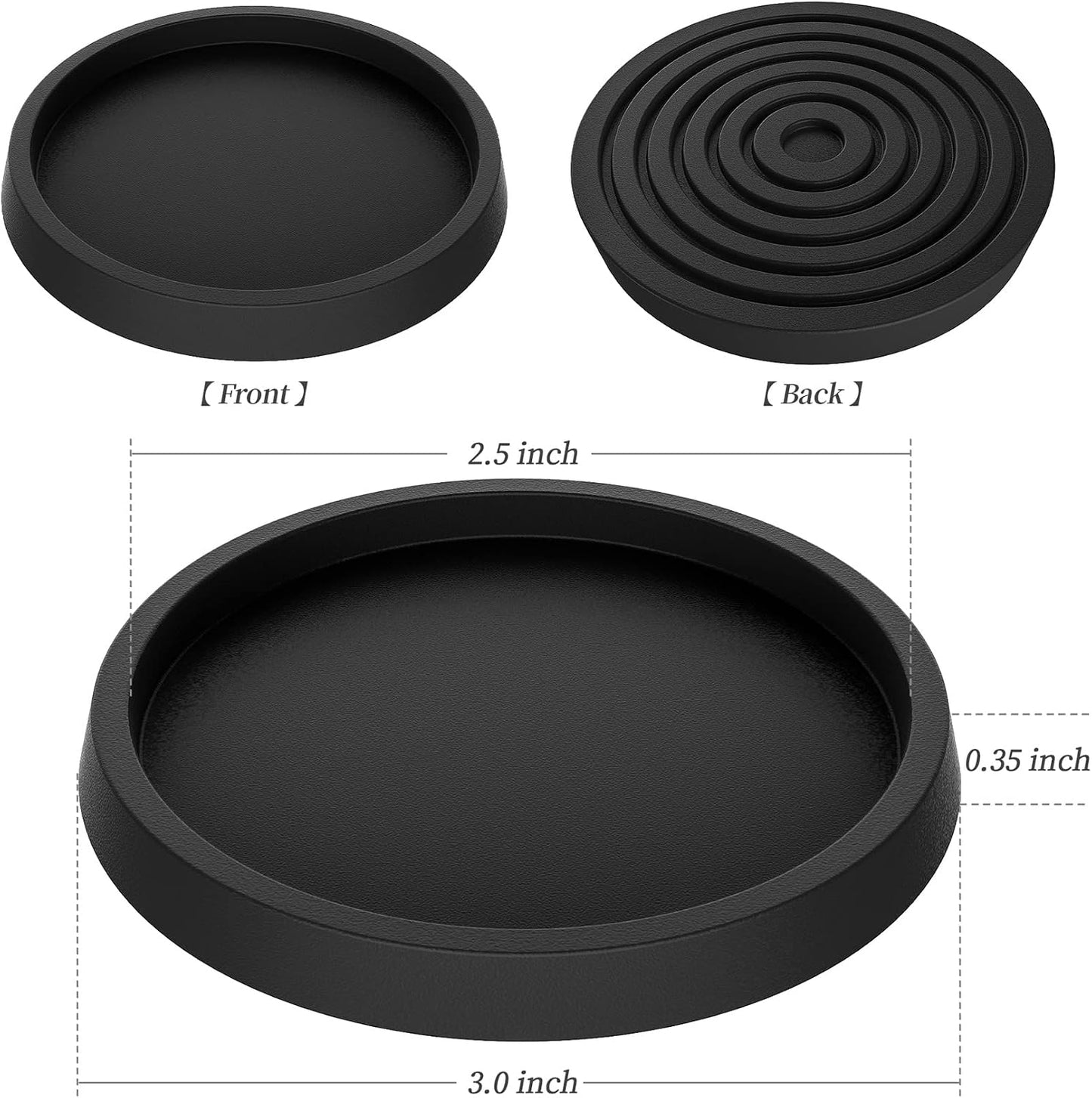 Furniture Coasters,Caster Cups,Furniture Leg Protectors 2.5 Inch 4pcs Rubber Pads no Slip for Hardwood Floors Black