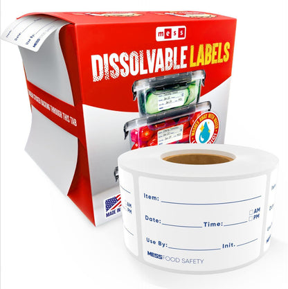 MESS Dissolvable Food Labels for Containers 1x3/2x3 500 Blank Kitchen Labels - Food Storage Labels - Removable Freezer Labels - Dissolvable Labels for Food Containers
