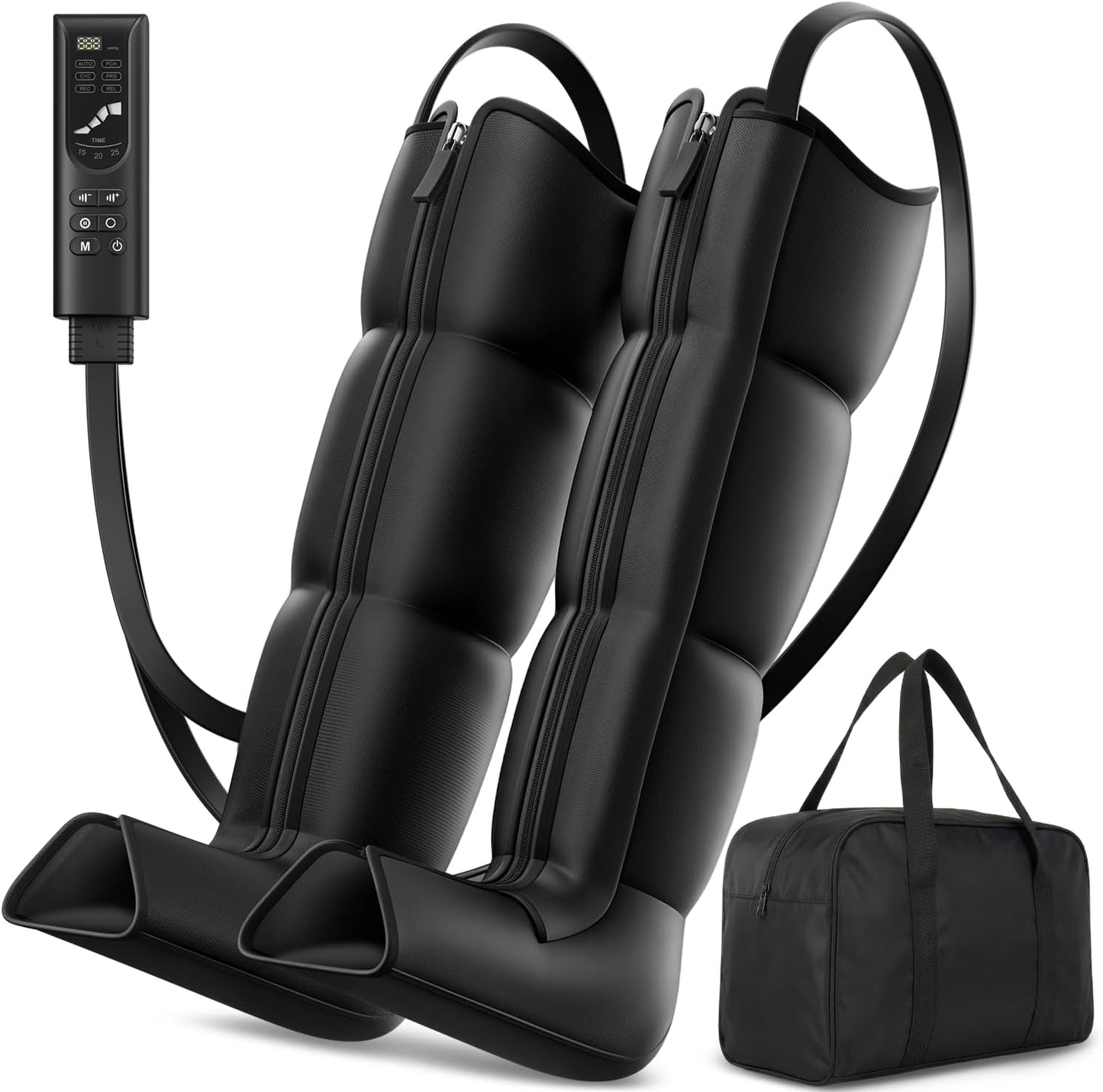 Leg Compression Massager, Full-Leg Compression Boots, Black Medium | 8 Intensity & 6 Modes for Circulation & Muscle Relief, Fast Recovery for Athletes, FSA-HSA Eligible, Gifts for Men & Women