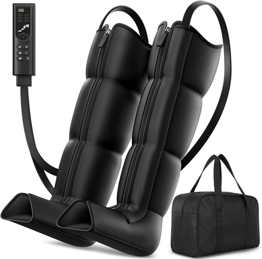 Leg Compression Massager, Full-Leg Compression Boots, Black Medium