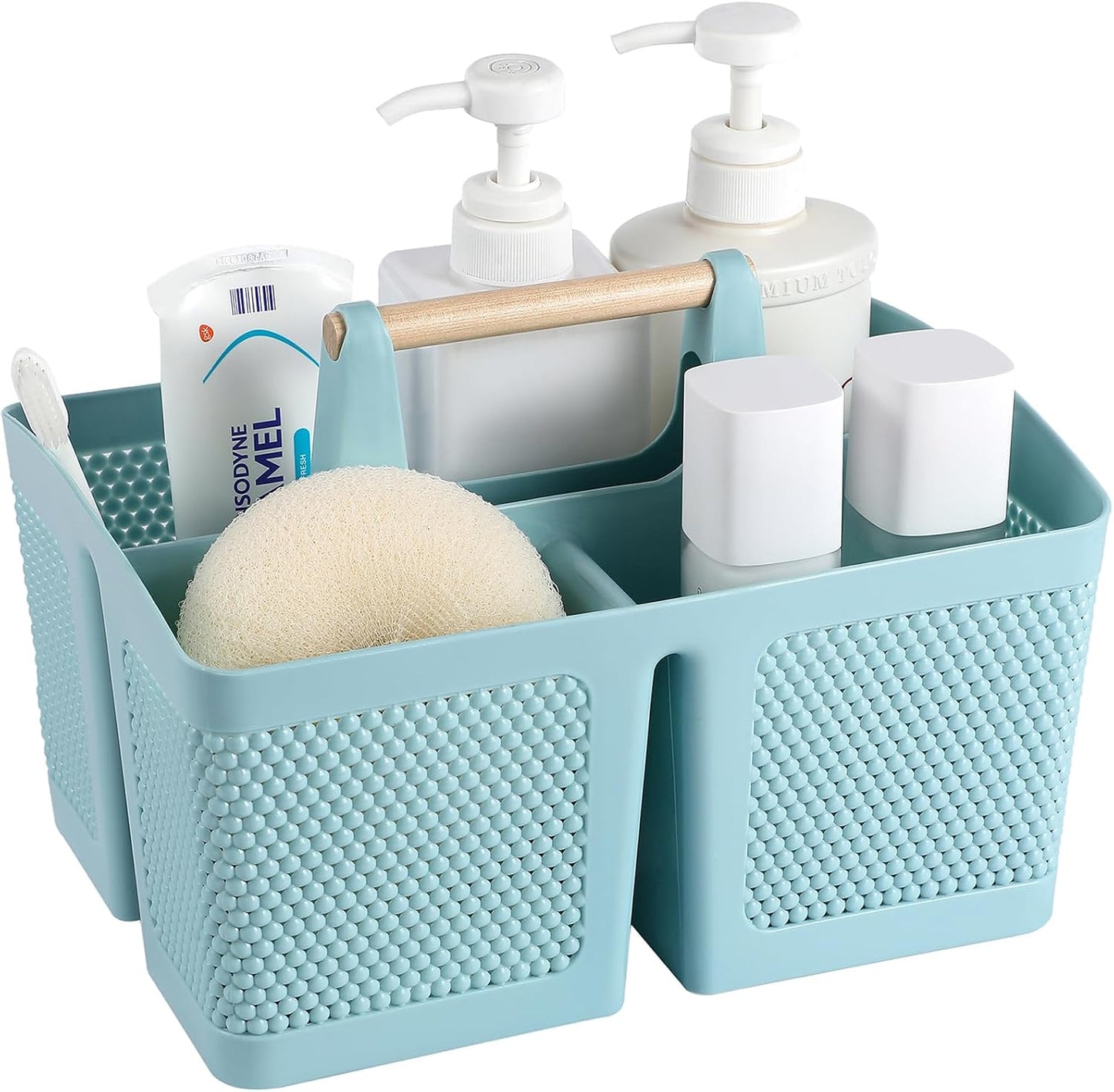 rejomiik Plastic Shower Caddy, Portable Shower Basket with Handle, Cream | Cleaning Caddy Organizer for Bathroom, College Dorm Room Essentials, Storage Tote