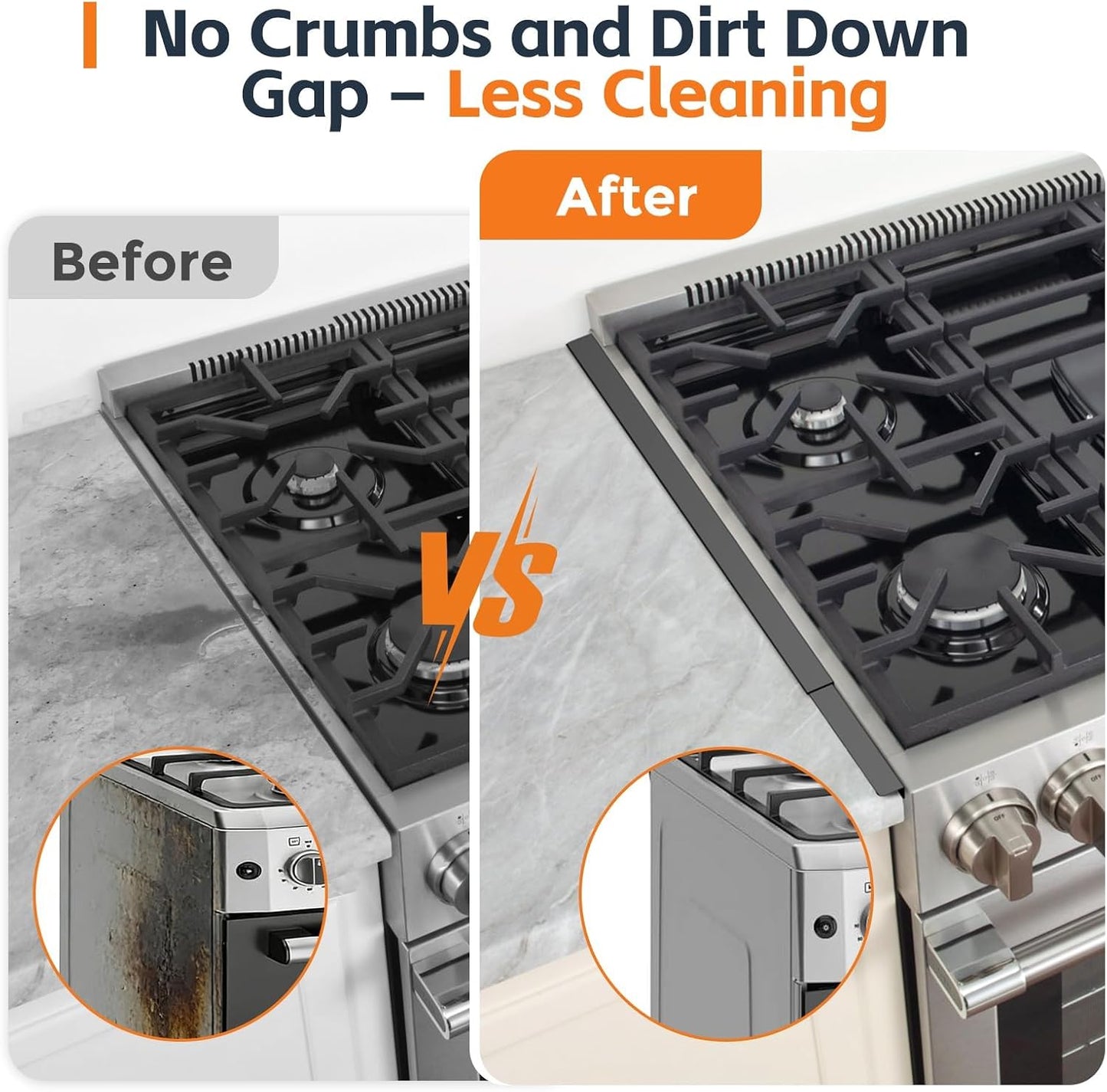 Stove Gap Covers with Spring Clip,2 PCS Stainless Steel Oven Gap Filler | Adjustable Length 13.8"-27.5",Heat Resistant, Easy to Clean